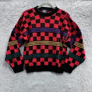 Vintage New‎ Era 80's Knit Sweater Medium? Color Block Geometric Design Awesome